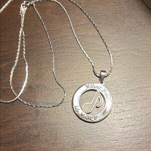 Silver and Gold Music Note Pendant Necklace